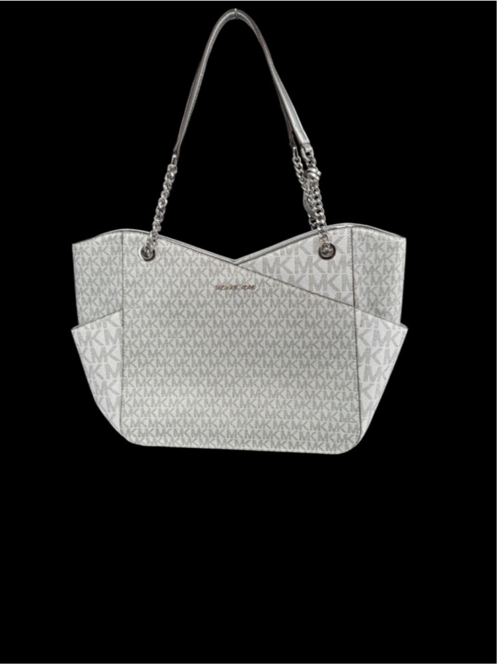 Women's Michael Kors White Silver Monogram Tote Bag One Size